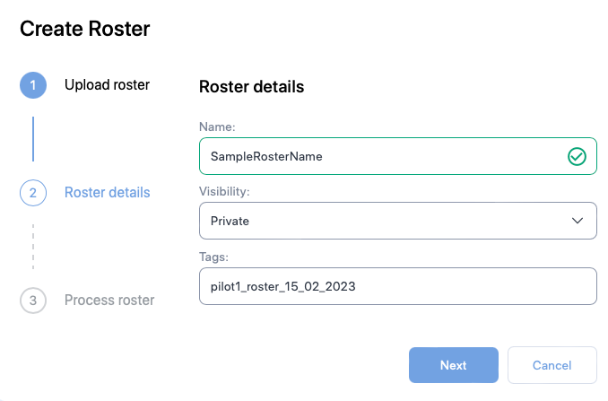 Create roster form